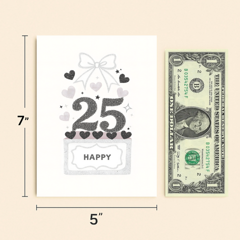 Happy Twenty Fifth Milestone Card - Size