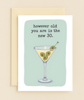 Funny Birthday Card Modern Martini Theme - Front