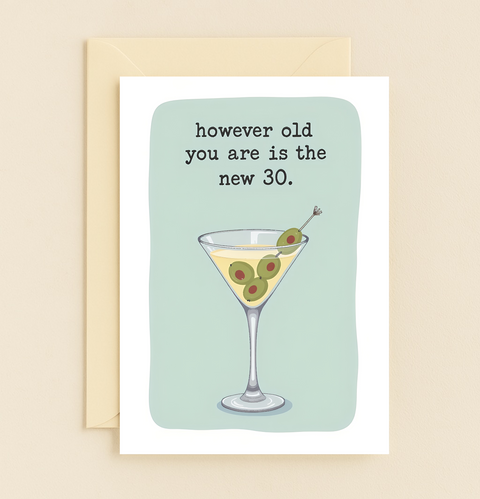 Funny Birthday Card Modern Martini Theme - Front