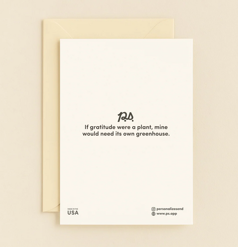 Thank You Card Modern Leafy Illustration - Back