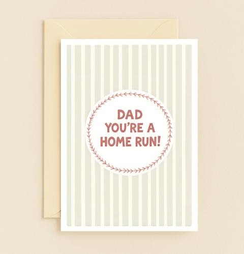 Funny Dad Greeting Card Baseball Theme Birthday Card - Front