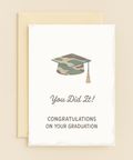 camouflage cap graduation success card