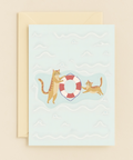 cats with lifebuoy swimming card