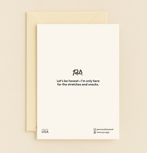 Back of Meow-scle Gains with P.S. message