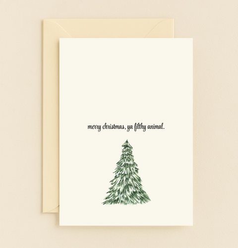 Funny Merry Christmas Ya Filthy Animal Tree Holiday Card product image