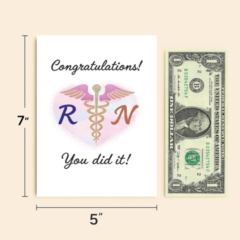 RN Graduation Card Modern Heart Design - Size