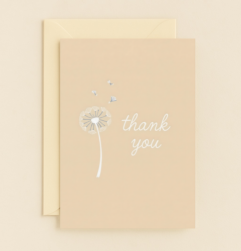Thank You Card with Dandelion Design Modern "thank you" - Front