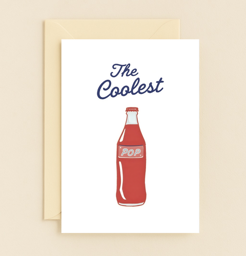 Funny Greeting Card with Retro Soda Bottle Design - Front