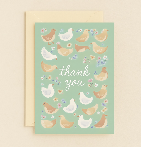 charming bird thank you card
