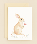 charming bunny with flower card