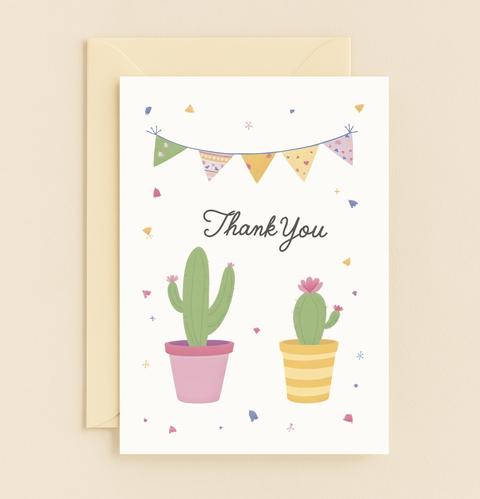 cheerful cactus thank you card