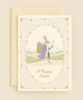chic bunny with coffee and eggs card