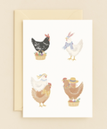chickens with festive baskets card