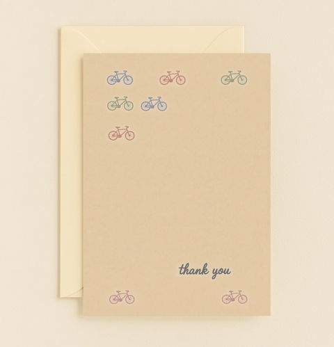 colorful bicycle thank you card