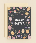 colorful easter eggs floral card
