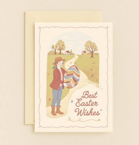 colorful egg countryside card