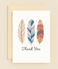 colorful feather thank you card