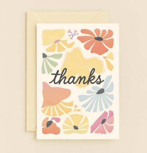 colorful flowers thank you card