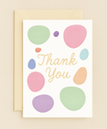 colorful thank you card with pastel bubbles