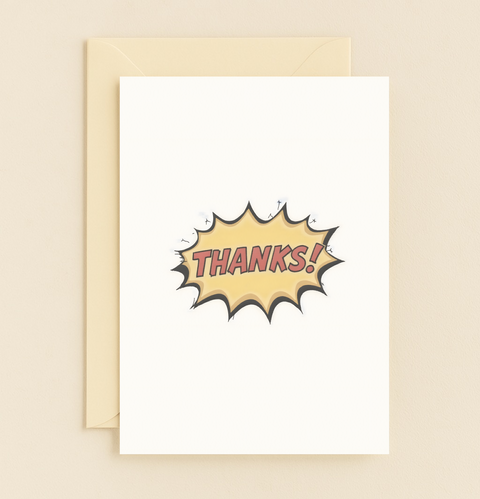comic style thanks card