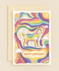 cosmic rainbow goat birthday card