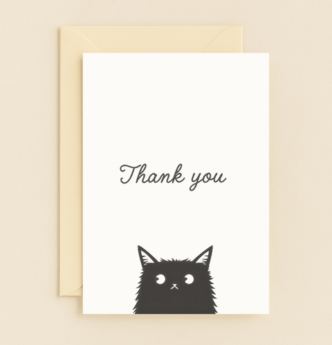 cute black cat thank you card