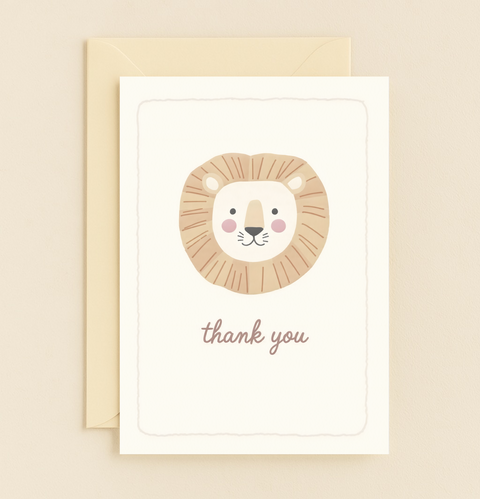 cute lion thank you card