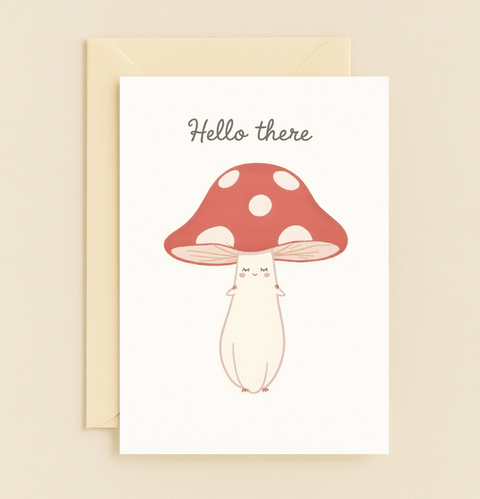 cute mushroom hello card