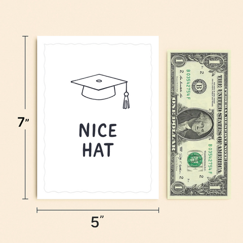 Graduation Greeting Card Cute Cap Sketch - Size