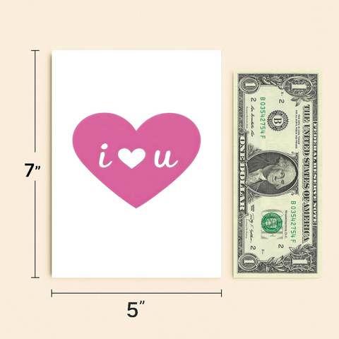 Romantic Greeting Card Pink Heart Modern Design - Size