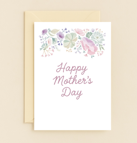Mothers Day Card with Pastel Floral Design - Front