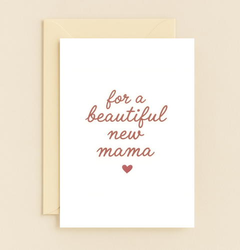 New Mom Greeting Card Modern Handwritten Heart - Front