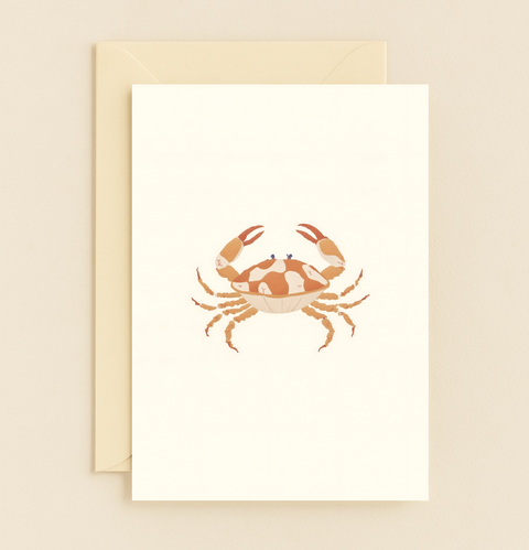 Crab Greeting Card Cute Ocean Art - Front