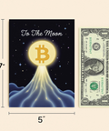 Bitcoin To The Moon Greeting Card with Shining Crypto Design - Size