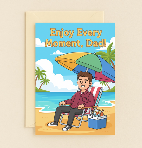 Enjoy Every Moment Dad Beach Chair Umbrella Cooler Palm Tree Card product image