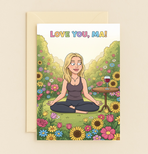 Yoga Mom Love You Ma Flowers Wine Relaxation Garden Card product image