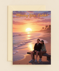 Missing You Caleb Sunset Beach Two People Palm Trees Card product image