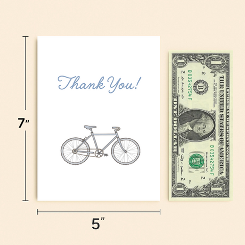 Thank You Card with Bicycle Illustration Modern Design - Size
