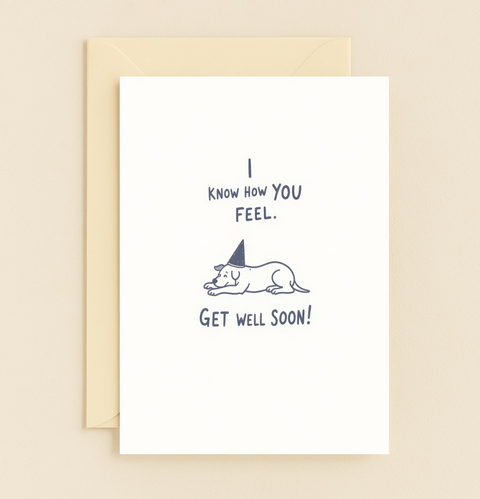Get Well Soon Card Cute Dog Illustration - Front