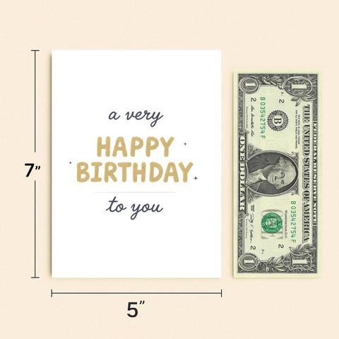 Happy Birthday Greeting Card Modern Gold Typography - Size