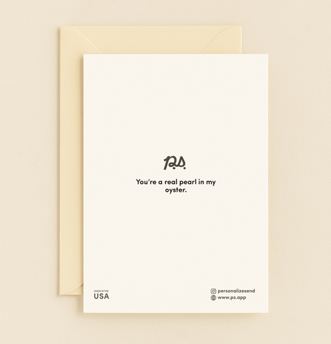 Back of You’re a Gem—A Real Pearl! with P.S. message