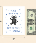 Funny Dad Birthday Card Astronaut Cat Design - Size