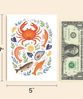 Seafood Lovers Greeting Card Modern Illustrated Ocean Design - Size