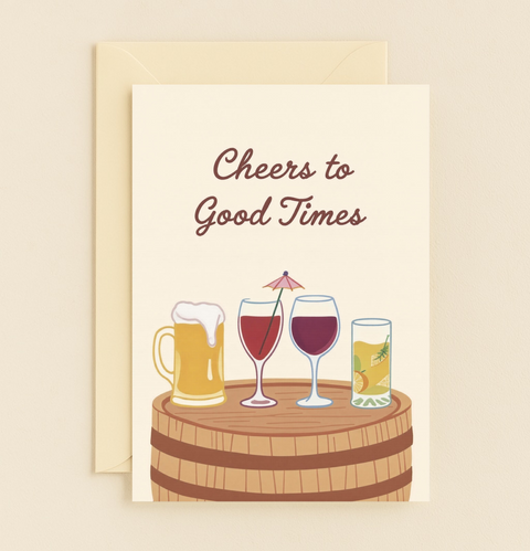 Funny Celebration Greeting Card Illustrated Drinks Party - Front