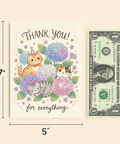 Thank You Card with Cute Cats and Flowers Illustration - Size