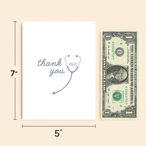 Thank You Card with Stethoscope Design, Modern and Stylish - Size