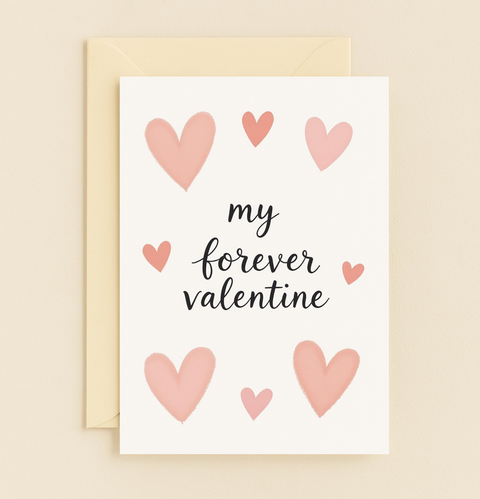 Valentines Day Card Pink Hearts Modern Design - Front