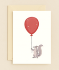 Cute Birthday Card Squirrel with Red Balloon - Front