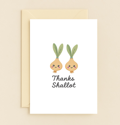Funny Thank You Card Cute Illustrated Shallots - Front