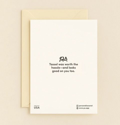 Graduation Greeting Card Cute Cap Sketch - Back